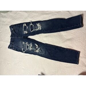 American Eagle  Womens Jeans Size 10 Regular Distressed Ripped Blue Denim